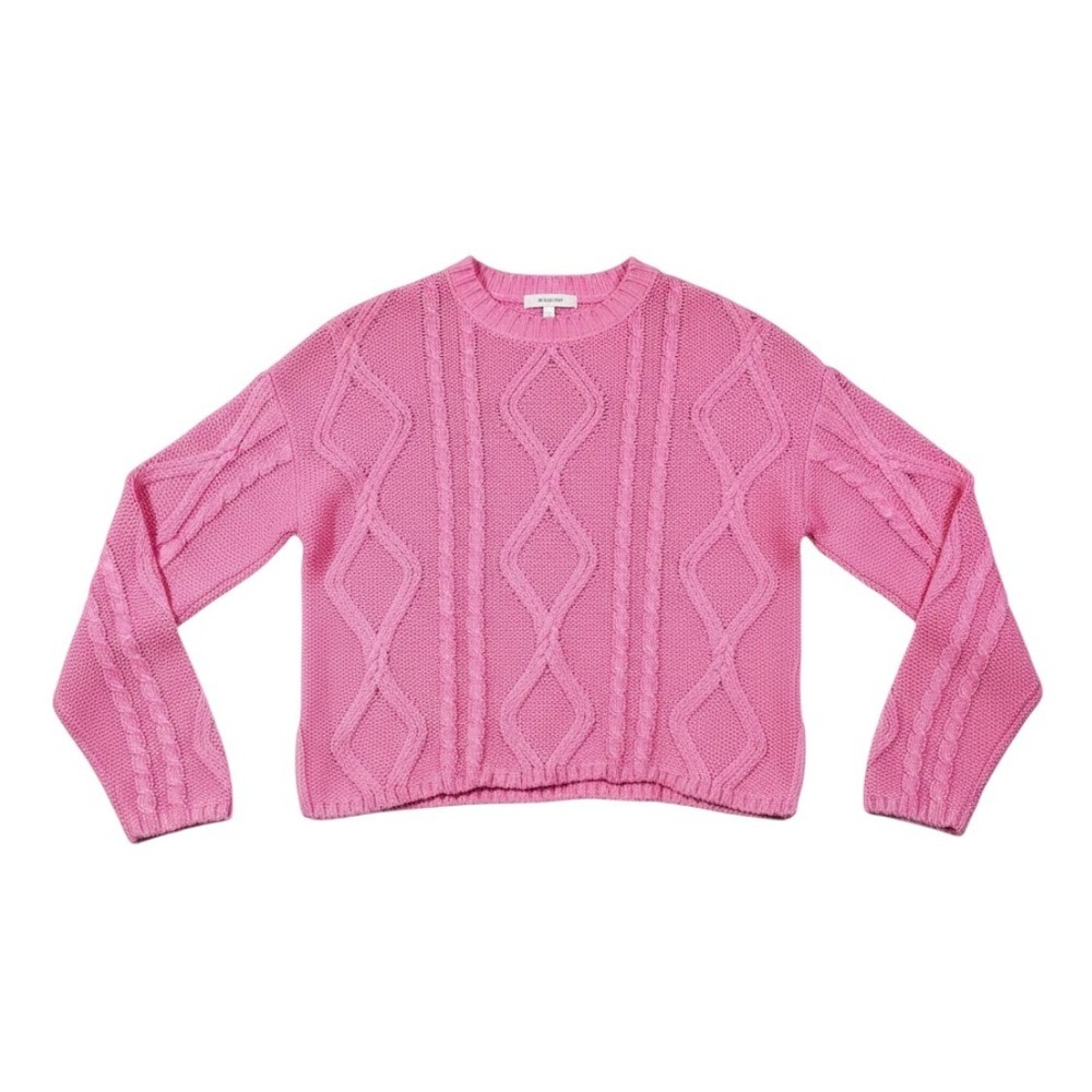 Wild Fable Vibrant Pink Cable Knit Sweater Cotton Oversized Crew Neck NWT Small